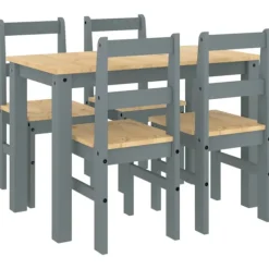 vidaXL Matgrupper>Matgrupp 5 delar "Panama" grå massiv trä furu