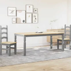 vidaXL Matgrupper>Matgrupp 3 delar "Panama" grå massiv trä furu
