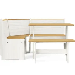 vidaXL Matgrupper>Matgrupp 3 delar REINE honungsbrun och vit massiv furu