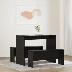 vidaXL Matgrupper>Matgrupp 2 pcs Svart ek Konstruerat trä