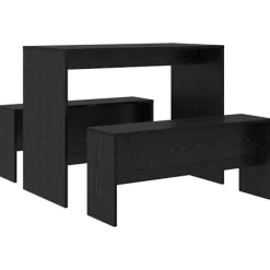 vidaXL Matgrupper>Matgrupp 2 pcs Svart ek Konstruerat trä
