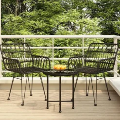 vidaXL Balkongmöbler>Matgrupp för trädgården 3 delar svart konstrotting