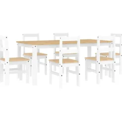 vidaXL Matgrupper>Matgrupp "Panama" 7 delar vit massiv trä furu