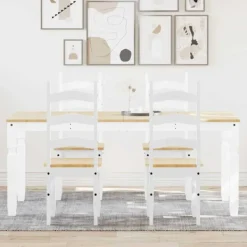 vidaXL Matgrupper>Matgrupp "Panama" 5 delar vit massiv furu