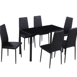 vidaXL Matgrupper>Matsalsmöbelset 7 delar svart