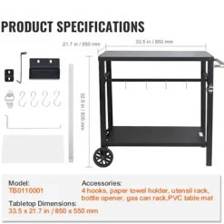 DUOKU Köksö>Matsalsvagn - - TB0110001 - 2 Hyllor - Svart - Att montera själv