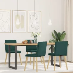 vidaXL Matgrupper>Matstolar 4 delar mörkgrönt tyg