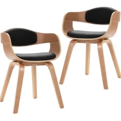 vidaXL Matgrupper>Matstolar 2 st böjträ och konstläder