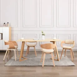 vidaXL Matgrupper>Matstolar 4 st böjträ och konstläder