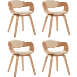 vidaXL Matgrupper>Matstolar 4 st böjträ och konstläder