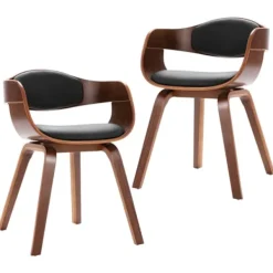vidaXL Matgrupper>Matstolar 2 st böjträ och konstläder