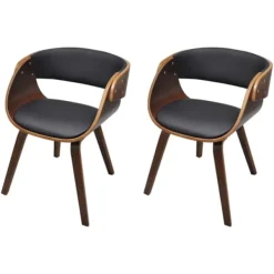 vidaXL Matgrupper>Matstolar 2 st brun böjträ och konstläder