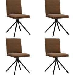 vidaXL Matgrupper>Matstolar 4 st brun konstmocka