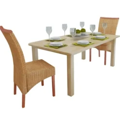 vidaXL Matgrupper>Matstolar 2 st brun äkta rotting