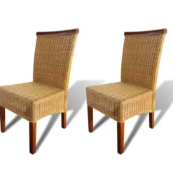 vidaXL Matgrupper>Matstolar 2 st brun äkta rotting