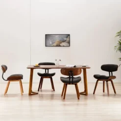 vidaXL Matgrupper>Matstolar 4 st grå böjträ och tyg