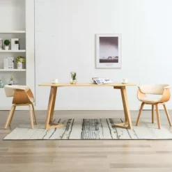 vidaXL Matgrupper>Matstolar 2 st gräddvit böjträ och konstläder