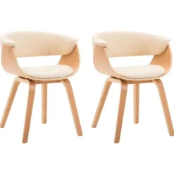 vidaXL Matgrupper>Matstolar 2 st gräddvit böjträ och konstläder