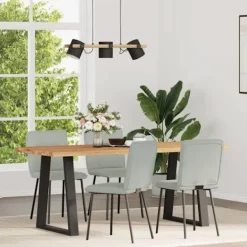 vidaXL Matgrupper>Matstolar 4 st ljusgrå sammet