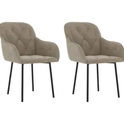 vidaXL Matgrupper>Matstolar 2 st ljusgrå sammet