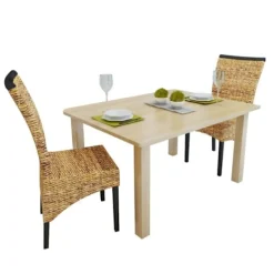 vidaXL Matgrupper>Matstolar 2 st manilahampa och massivt mangoträ