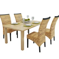 vidaXL Matgrupper>Matstolar 4 st manilahampa och massivt mangoträ