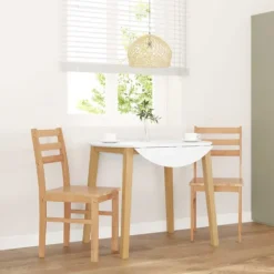 vidaXL Matgrupper>Matstolar 2 st massivt trä gummi