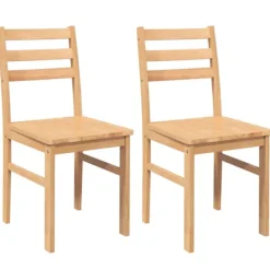 vidaXL Matgrupper>Matstolar 2 st massivt trä gummi