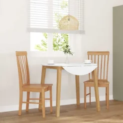 vidaXL Matgrupper>Matstolar 2 st massivt trä gummi