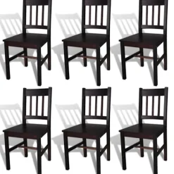 vidaXL Stolar>Matstolar 6 st mörkbrun furu