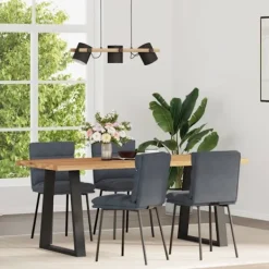 vidaXL Matgrupper>Matstolar 4 st mörkgrå sammet