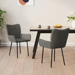 vidaXL Stolar>Matstolar 2 st mörkgrå sammet