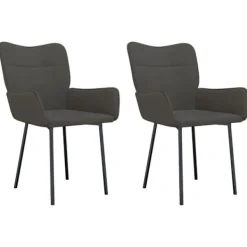 vidaXL Stolar>Matstolar 2 st mörkgrå sammet