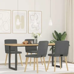 vidaXL Matgrupper>Matstolar 4 st mörkgrå tyg