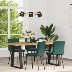 vidaXL Matgrupper>Matstolar 4 st mörkgrön sammet