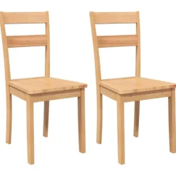 vidaXL Matgrupper>Matstolar 2 st, naturligt massivt trä gummi