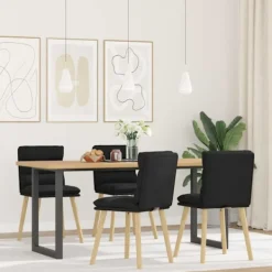 vidaXL Matgrupper>Matstolar 4 st svart tyg