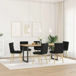 vidaXL Matgrupper>Matstolar 6 st svart tyg