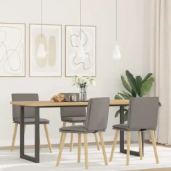 vidaXL Matgrupper>Matstolar 4 st taupe tyg