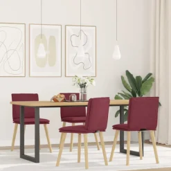 vidaXL Matgrupper>Matstolar 4 st vinröd tyg