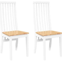 vidaXL Matgrupper>Matstolar 2 st vitt massivt trä gummi