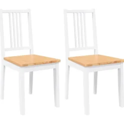 vidaXL Matgrupper>Matstolar 2 st vitt massivt trä gummi