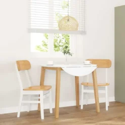 vidaXL Matgrupper>Matstolar 2 st vitt massivt trä gummi