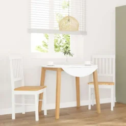 vidaXL Matgrupper>Matstolar 2 st vitt massivt trä gummi