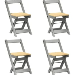 vidaXL Matgrupper>Matstolar hopfällbara 4 st Corona grå massiv furu