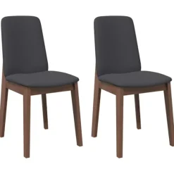 vidaXL Matgrupper>Matstolar med dynor 2 st, brunt massivt trä gummi