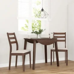 vidaXL Matgrupper>Matstolar med dynor 2 st, brunt massivt trä gummi