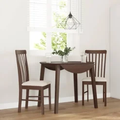 vidaXL Matgrupper>Matstolar med dynor 2 st, brunt massivt trä gummi