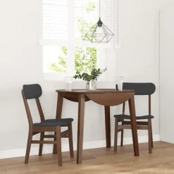 vidaXL Matgrupper>Matstolar med dynor 2 st, brunt massivt trä gummi