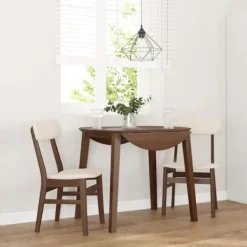 vidaXL Matgrupper>Matstolar med dynor 2 st, brunt massivt trä gummi